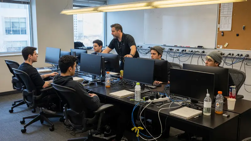 Players in a practice room