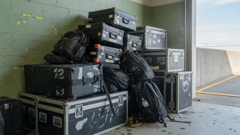Team travel kits ready in a hallway